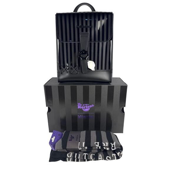 Dr. Martens Wednesday Adams Backpack, Corran Loafers, and Outcasts Are In Socks - Picture 9 of 16